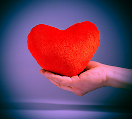 Image showing Vintage look red plush heart.