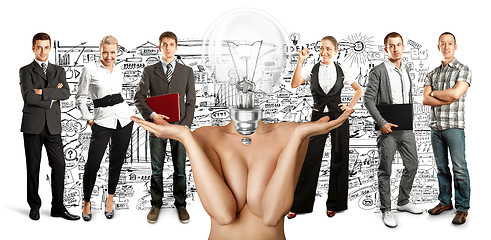 Image showing Business Team With Lamp Head