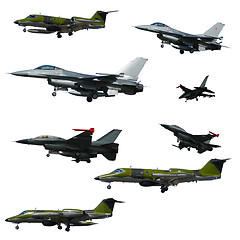 Image showing War plane collection isolated on a white background. High resolu