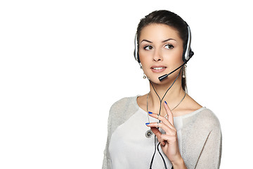 Image showing Smiling support phone operator in headset