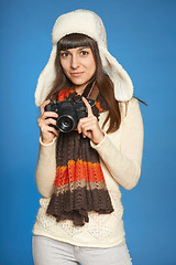 Image showing Woman photographer with photo camera