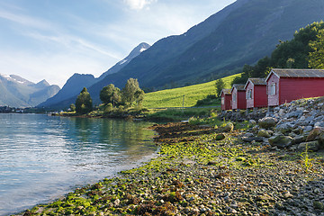 Image showing Camping on the shore of Nordfjord, Norway