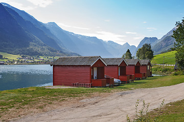 Image showing Camping on the shore of Nordfjord, Norway