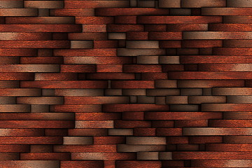 Image showing mahogany abstract wooden wall design