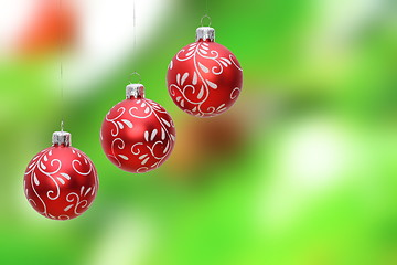 Image showing three christmas balls hanging