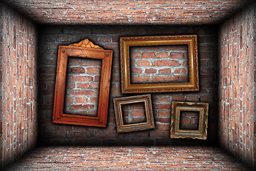 Image showing vintage room interior backdrop with ancient frames