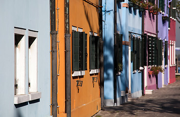 Image showing Burano houses colored facades