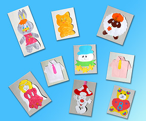 Image showing different children's drawings