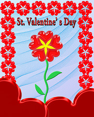 Image showing beautiful flower for Valentine's day in red frame