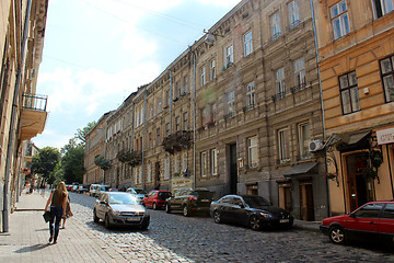 Image showing street in Lvov with parked cars