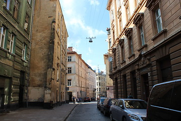 Image showing street in Lvov with parked cars