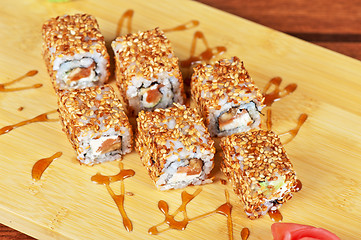 Image showing sesame sushi rolls