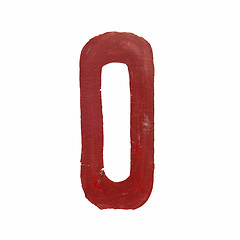 Image showing Red handwritten number zero isolated