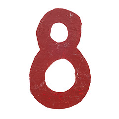 Image showing Red handwritten number eight isolated