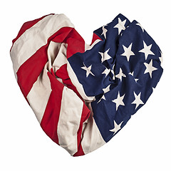 Image showing American flag isolated on white background, heart shape