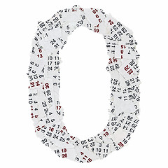 Image showing number zero made of torn paper sheets