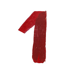 Image showing Red handwritten number one isolated