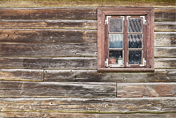 Image showing Old wooden wall with window