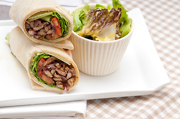 Image showing kafta shawarma chicken pita wrap roll sandwich