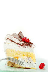 Image showing whipped cream and ribes dessert cake slice