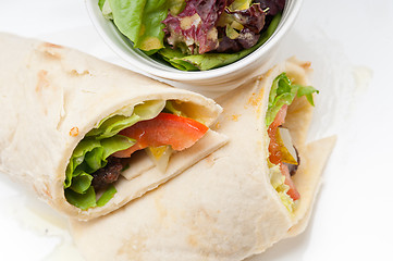 Image showing kafta shawarma chicken pita wrap roll sandwich