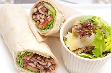 Image showing kafta shawarma chicken pita wrap roll sandwich