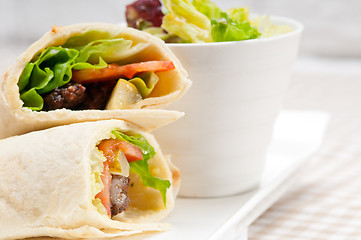 Image showing kafta shawarma chicken pita wrap roll sandwich