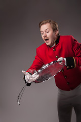 Image showing Waiter drops a tray