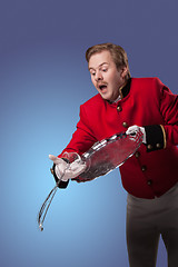 Image showing Waiter drops a tray