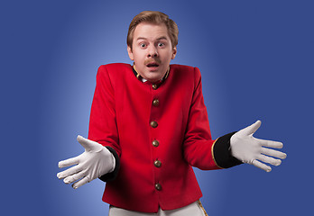 Image showing Portrait of  surprised concierge (porter)