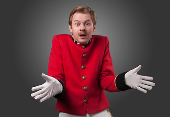 Image showing Portrait of  surprised concierge (porter)