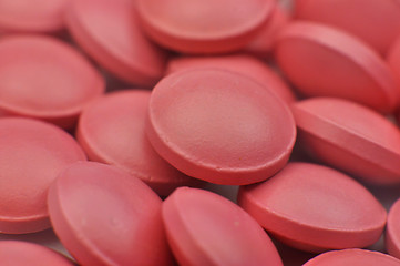 Image showing Scattering of pink tablets