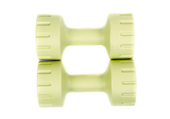 Image showing Two green dumbbell