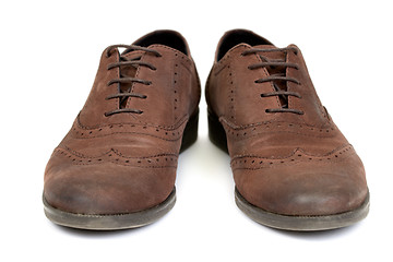 Image showing pair of brown casual design women's shoes