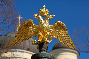 Image showing golden double-headed eagle on a background of blue sky