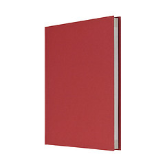 Image showing standing closed red book in white background