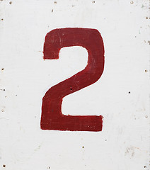 Image showing number two  on white plywood board