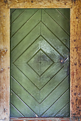 Image showing green old door