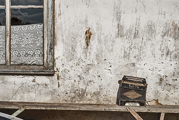 Image showing accordion on the bench