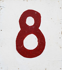 Image showing number eight on white plywood board