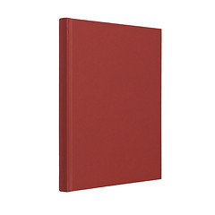 Image showing standing closed red book in white background