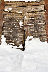 Image showing wooden door of old mill