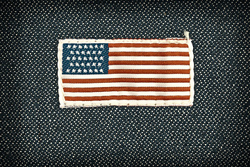 Image showing jeans pocket with an american flag label background