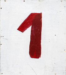 Image showing number one on white plywood board