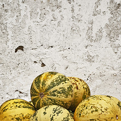 Image showing pumpkins near the wall