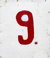 Image showing number nine on white plywood board