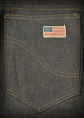 Image showing jeans pocket with an american flag label background