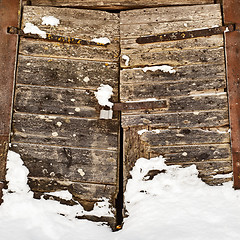 Image showing wooden door of old mill