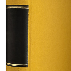 Image showing black frame for title on the spine, part of yellow book background