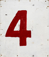 Image showing number four on white plywood board